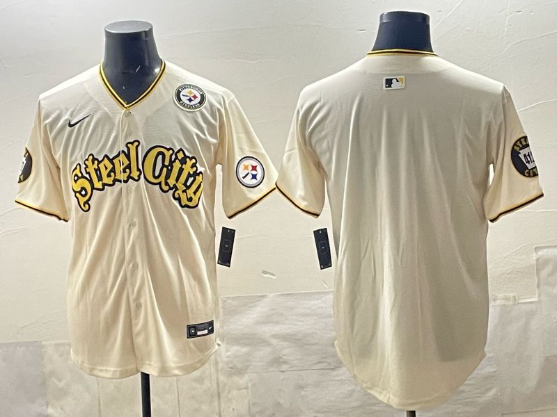 Men 2025 Nike Pittsburgh Steelers Blank Cream Limited NFL Jersey style 06->pittsburgh steelers->NFL Jersey